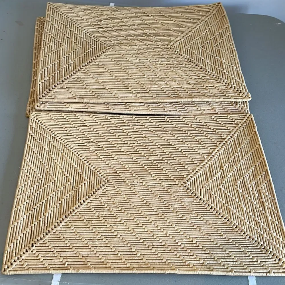 Set of 4 used woven rattan dinner table Placemats